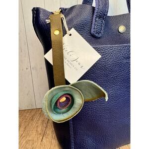 Genuine Leather Tassel Charm Keychain Crossbody Bag Blue Aqua Leather Bag Flair